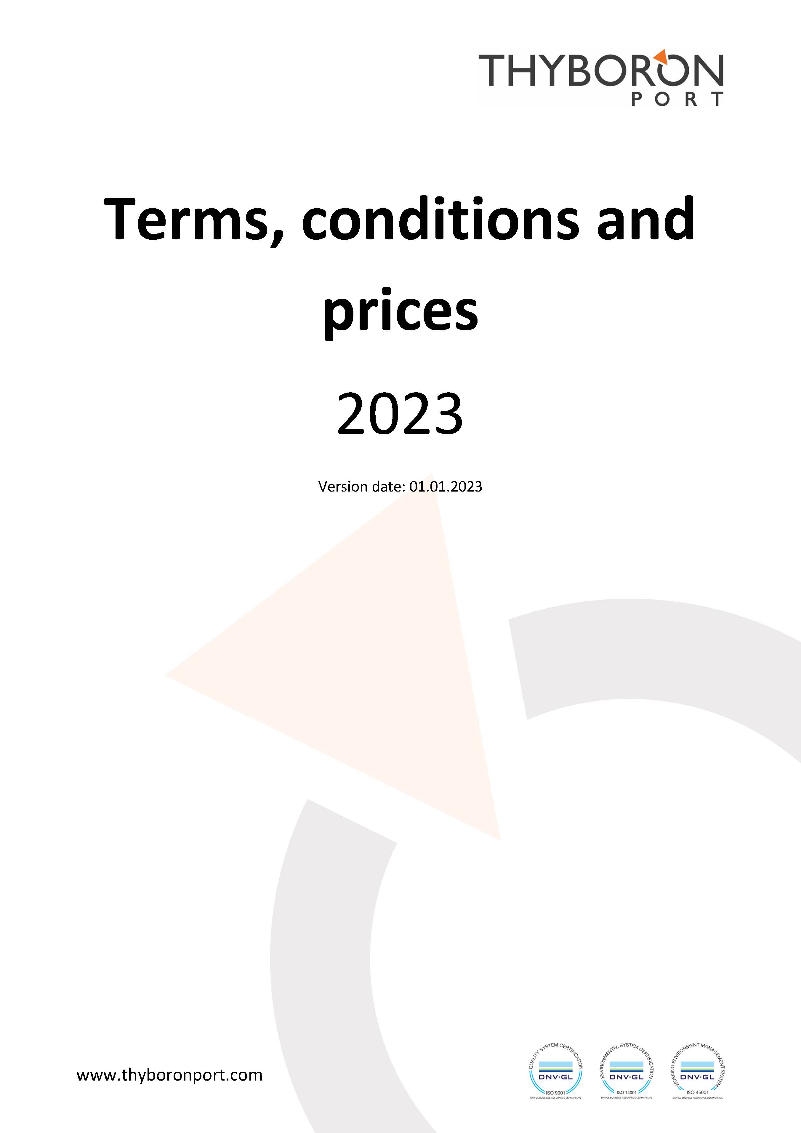 Terms Conditions And Prices 2023 EUR Thyboron Port Updated January 2023 Side 01