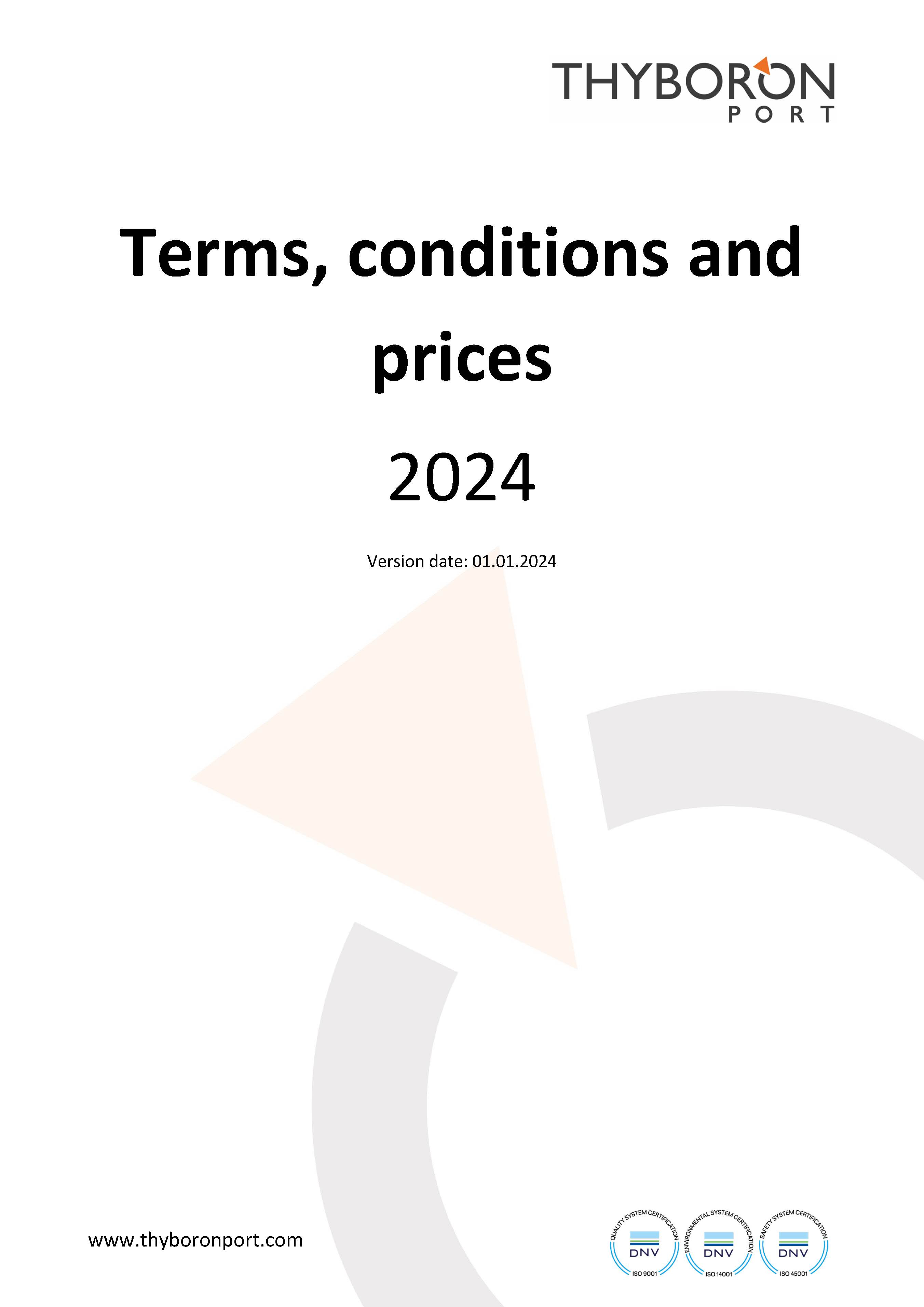 Terms Conditions And Prices 2024 EUR Thyboron Port Updated January 2024 Side 01